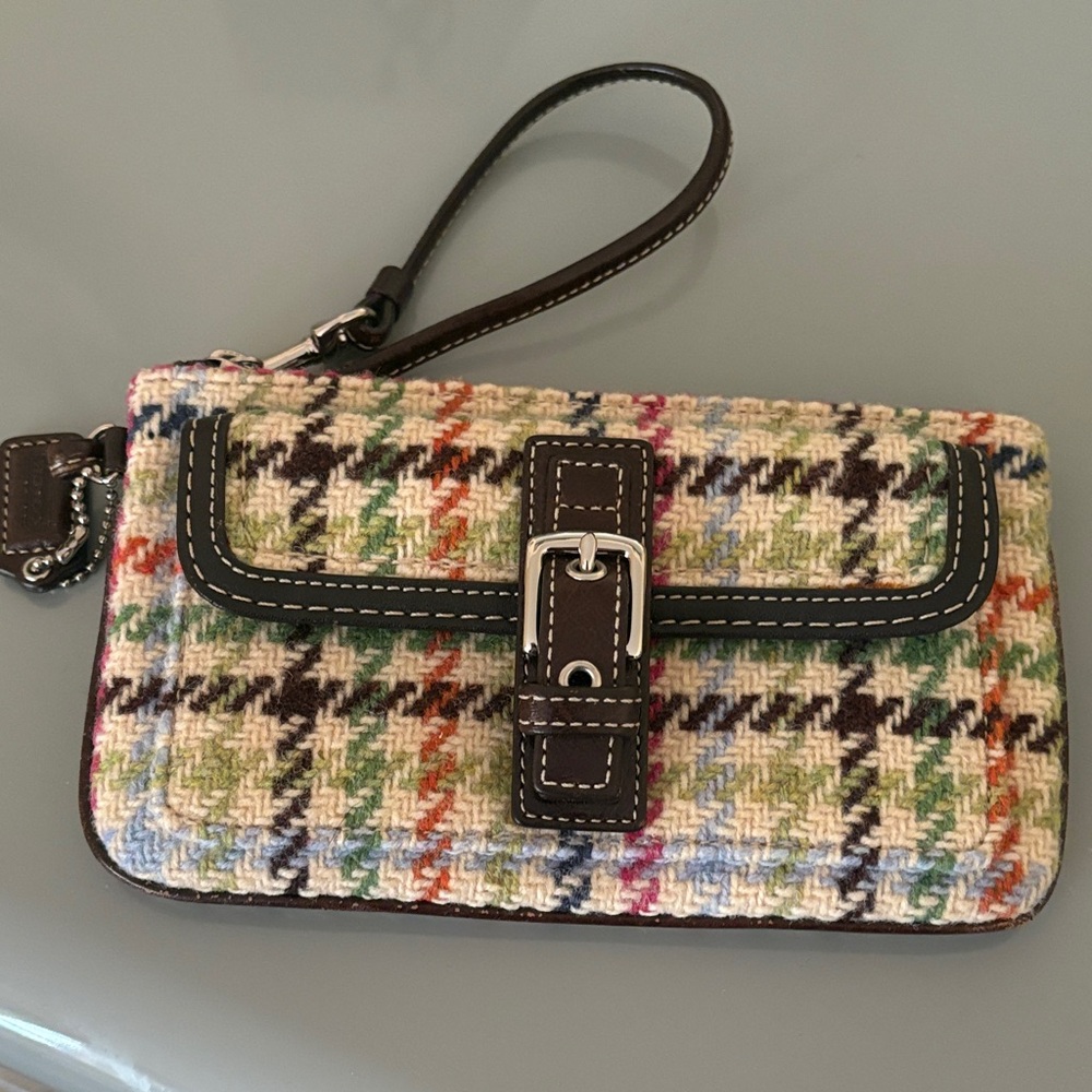 Coach Multicolor Tweed Wristlet with Buckle excellent condition